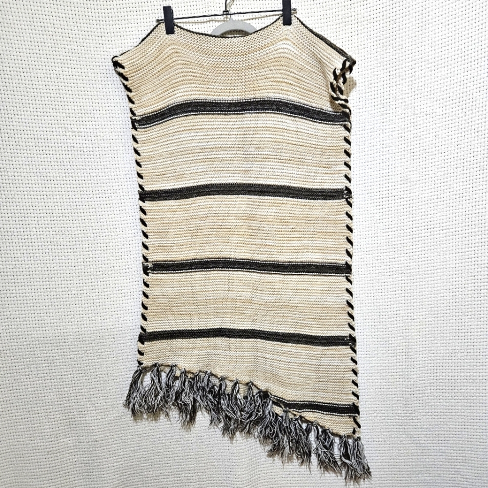 NWT Echo Knit Striped Asymetrical Cream Grey Scarf/Shawl